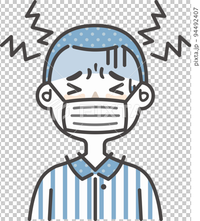 兒童生病 感冒頭痛 戴口罩 94492407