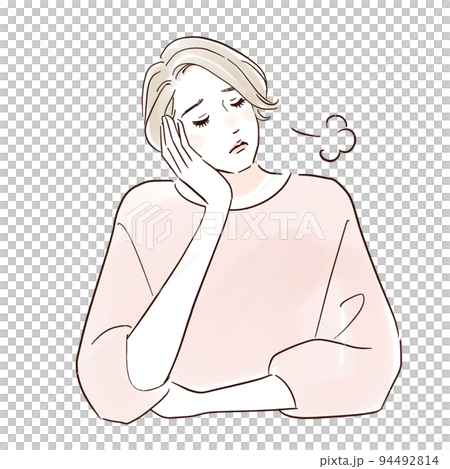Middle-aged woman sighing 94492814
