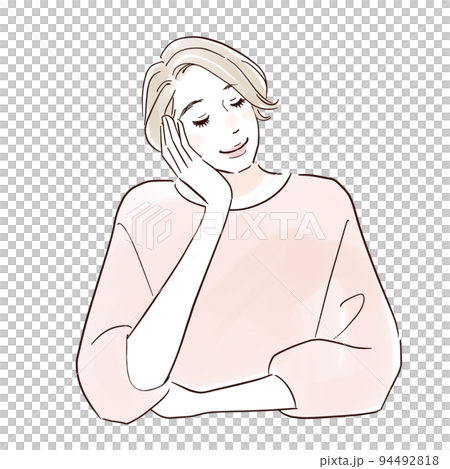 一個閉上眼睛放鬆的中年婦女 一個閉上眼睛放鬆的中年婦女 94492818