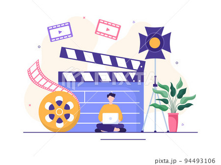 Videographer Services Template Hand Drawn Cartoon Flat Illustration with Record Video Production, Movie, Equipment and Cinema Industry Design 94493106