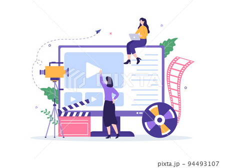 Videographer Services Template Hand Drawn Cartoon Flat Illustration with Record Video Production, Movie, Equipment and Cinema Industry Design 94493107