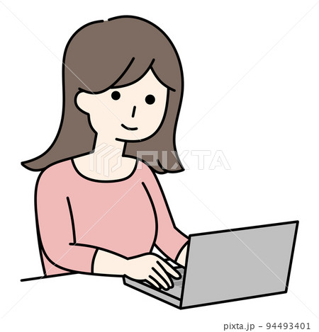 ノートパソコンを見る女性 94493401