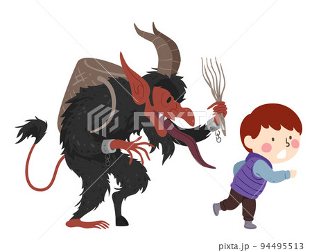 Kid Boy Krampus Austria Illustration 94495513