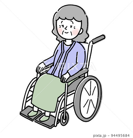 車椅子に乗る高齢者の女性イラスト　シニア 94495684