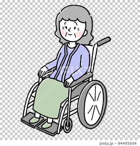 車椅子に乗る高齢者の女性イラスト　シニア 94495684