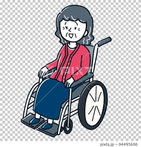 車椅子に乗る高齢者の女性イラスト シニア 車椅子に乗る高齢者の女性イラスト シニア 94495686