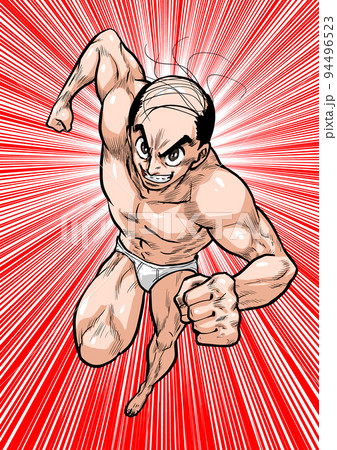 ダッシュするエネルギッシュな裸の男性 94496523
