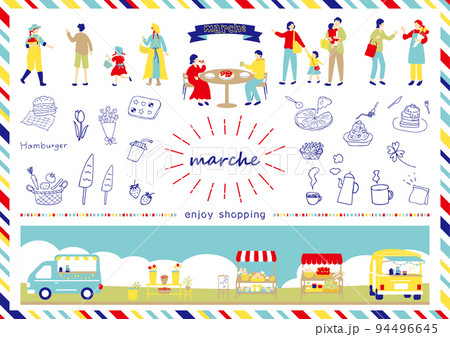 マルシェ 休日のマーケットで楽しむ人々 マルシェ 休日のマーケットで楽しむ人々 94496645