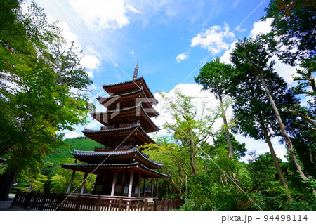 海住山寺・夏の終わり秋雲の爽やかな国宝五重塔 94498114