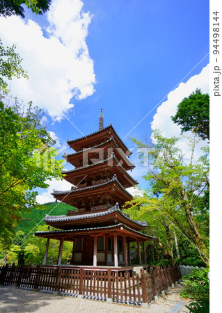 海住山寺・夏の終わり秋雲の爽やかな国宝五重塔 94498144