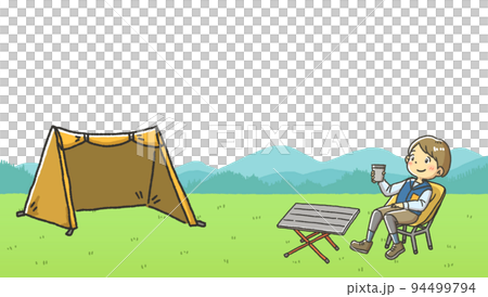 キャンプ場 イラスト 男性 キャンプ場 イラスト 男性 94499794