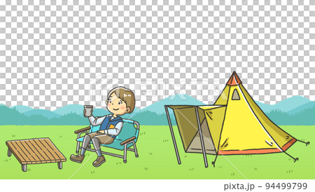 キャンプ場　イラスト　男性 94499799