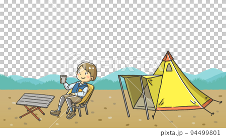 キャンプ場　イラスト　男性 94499801