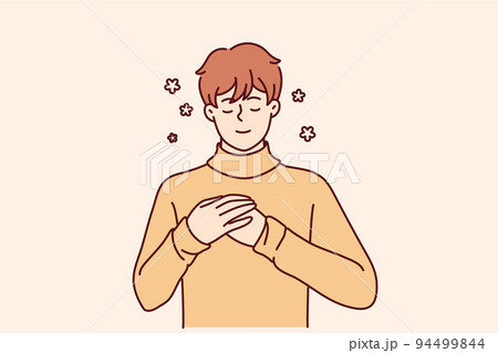 Happy man feeling positive and healthy のイラスト素材 [94499844] - PIXTA