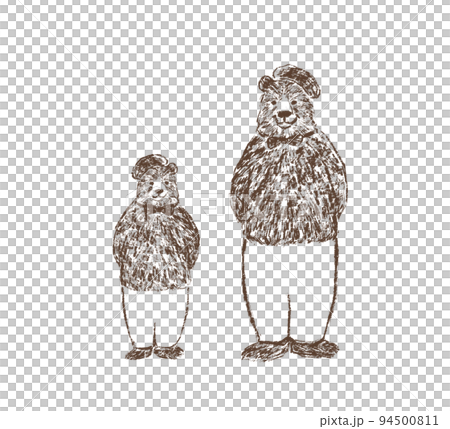 親子熊穿著相配的貝雷帽和衣服 94500811