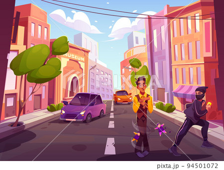 Street robbery cartoon vector illustration 94501072