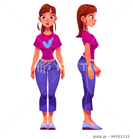 Standing pretty woman in front and side view Standing pretty woman in front and side view 94501135