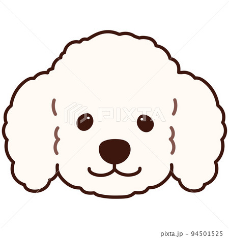 シンプルで可愛い白いプードルの顔のイラスト　主線あり 94501525