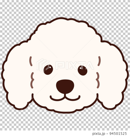 シンプルで可愛い白いプードルの顔のイラスト　主線あり 94501525