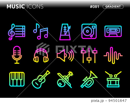 音楽に関連するグラデーションスタイルのアイコンセット_081 94501647