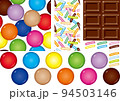 カラフルでポップなチョコレートのパーツとシームレスなパターン 94503146