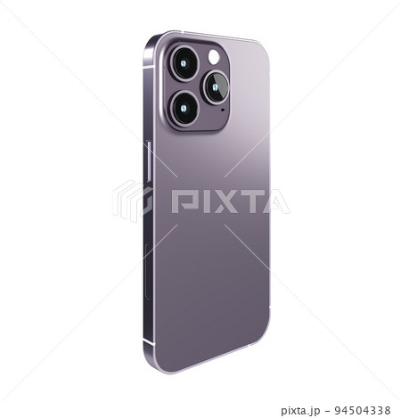 Back view of realistic new smartphone mockup with camera in purple color for product advertising UI and UX infographic presentation interface design. Technology concept. 3D illustration rendering 94504338