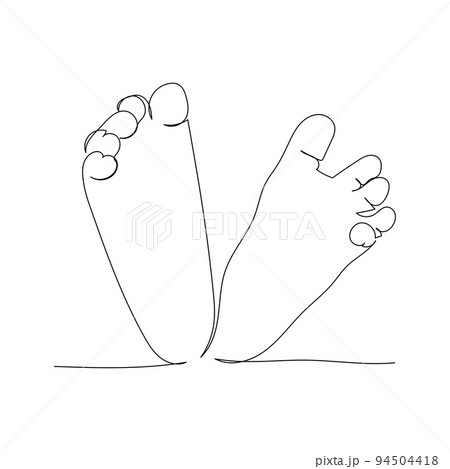 Continuous line drawing of little baby feet. Minimalism art. Continuous line drawing of little baby feet. Minimalism art. 94504418