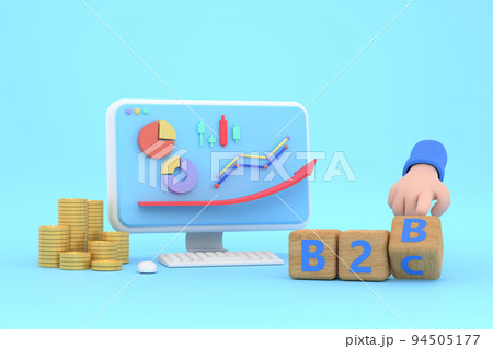 Hand turns a dice and changes the expression "B2B" to "B2C" Hand turns a dice and changes the expression "B2B" to "B2C" 94505177