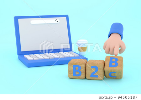 Hand turns a dice and changes the expression "B2B" to "B2C" Hand turns a dice and changes the expression "B2B" to "B2C" 94505187