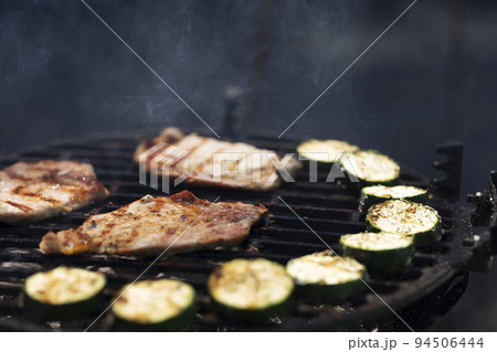 pork and zucchini, garden grill with charcoal 94506444