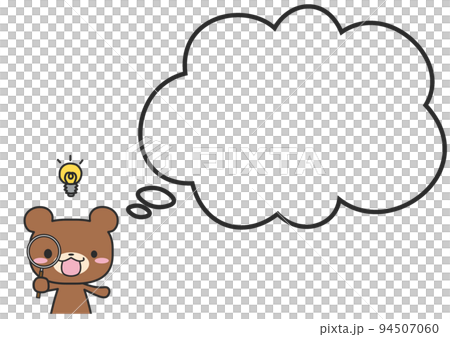 一隻帶放大鏡的熊和一個簡單的蓬鬆氣球 一隻帶放大鏡的熊和一個簡單的蓬鬆氣球 94507060