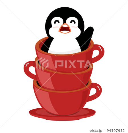 Stack of red cups with penguin 94507952