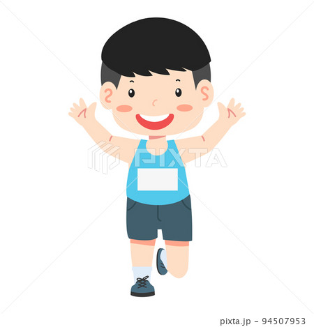 Kid boy jogging marathon race Kid boy jogging marathon race 94507953