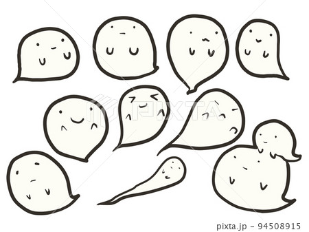 ハロウィンにも使えるおばけの可愛い透過PNGのイラストセット 94508915