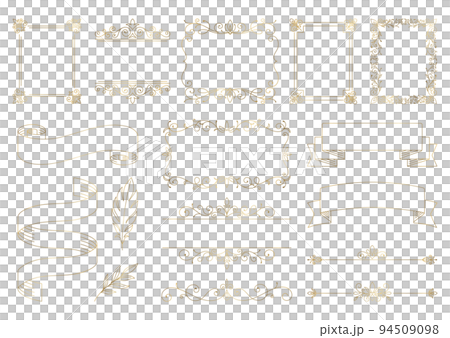 Set of retro decorative frames, simple gold line decorative borders, decorative collection for your design. 94509098