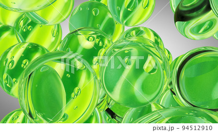 Green water drops. Abstract water with bubbles. 3D illustration 94512910