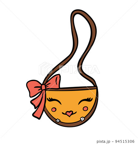 Women's handbag on a long strap. Vector illustration in doodle style 94515306