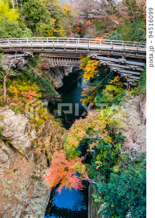 山梨県大月市　紅葉に染まる甲斐の猿橋 94516099