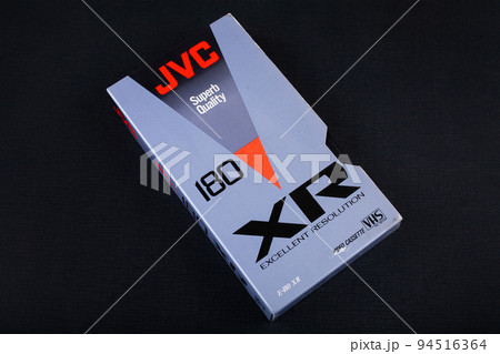 KYIV, UKRAINE - July 5, 2021. JVC VHS cassette. 94516364