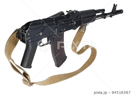 modern kalashnikov AK 74M assault rifle with folded stock 94516367