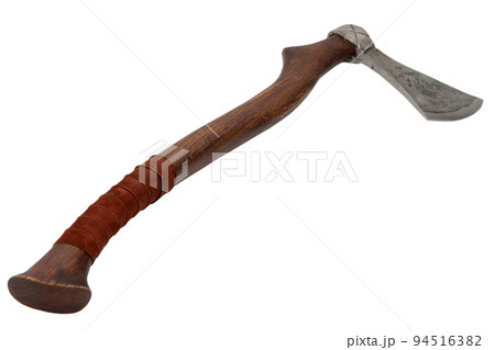 antique battle axe with wooden handle.の写真素材 [94516382] - PIXTA