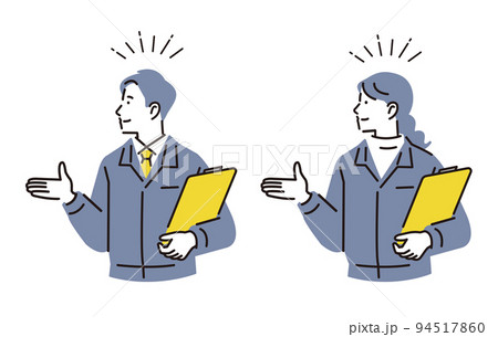 人物 案内をする作業着を着た男女セット 94517860