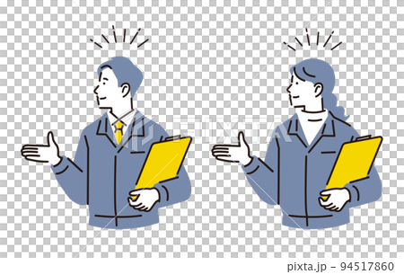 人物 案内をする作業着を着た男女セット 94517860