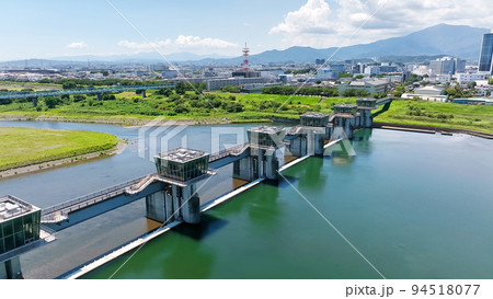 河川堰管理橋　空撮 94518077