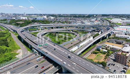 高速道路のジャンクション　空撮 94518078