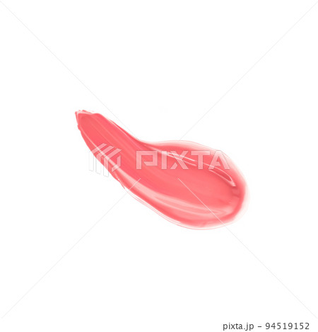 Pastel coral beauty swatch, skincare and makeup cosmetic product sample texture isolated on white background, make-up smudge, cream cosmetics smear or paint brush stroke closeup 94519152