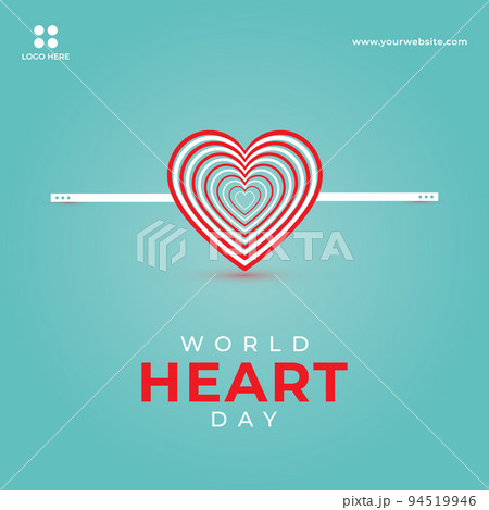 World heart day social media banner background design concept with a realistic heart	 94519946