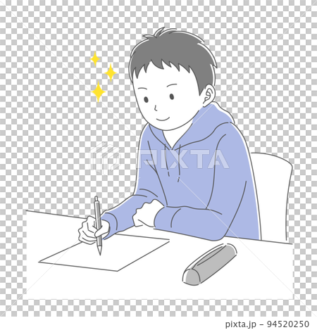 Male student in plain clothes studying Male student in plain clothes studying 94520250