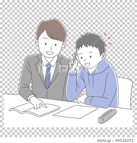 Male students studying and male teachers teaching study 94520252