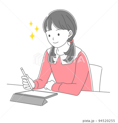タブレットで勉強をする女子学生 94520255